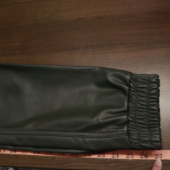 RD Style Faux Leather Jogger Pants Women's S Green Edgy Career Festive Night Out - Picture 10 of 14